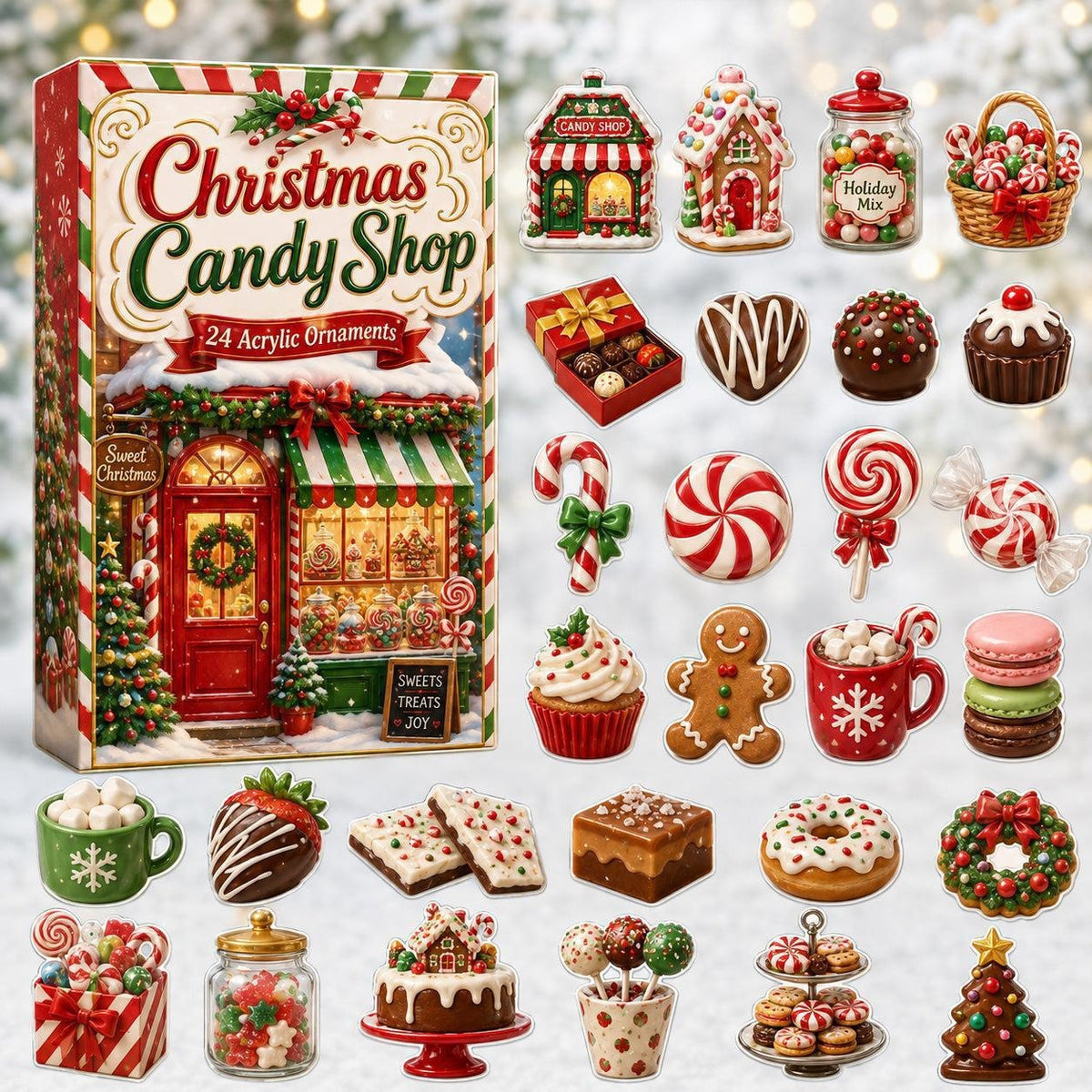 Christmas Advent Calendar Acrylic Blind Box Decoration Collectible Toy