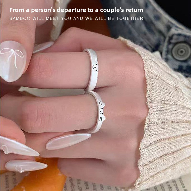 Cute Kitten and Puppy Couple Rings