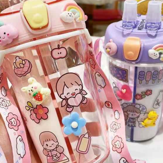Double Straw Insulated Water Bottle