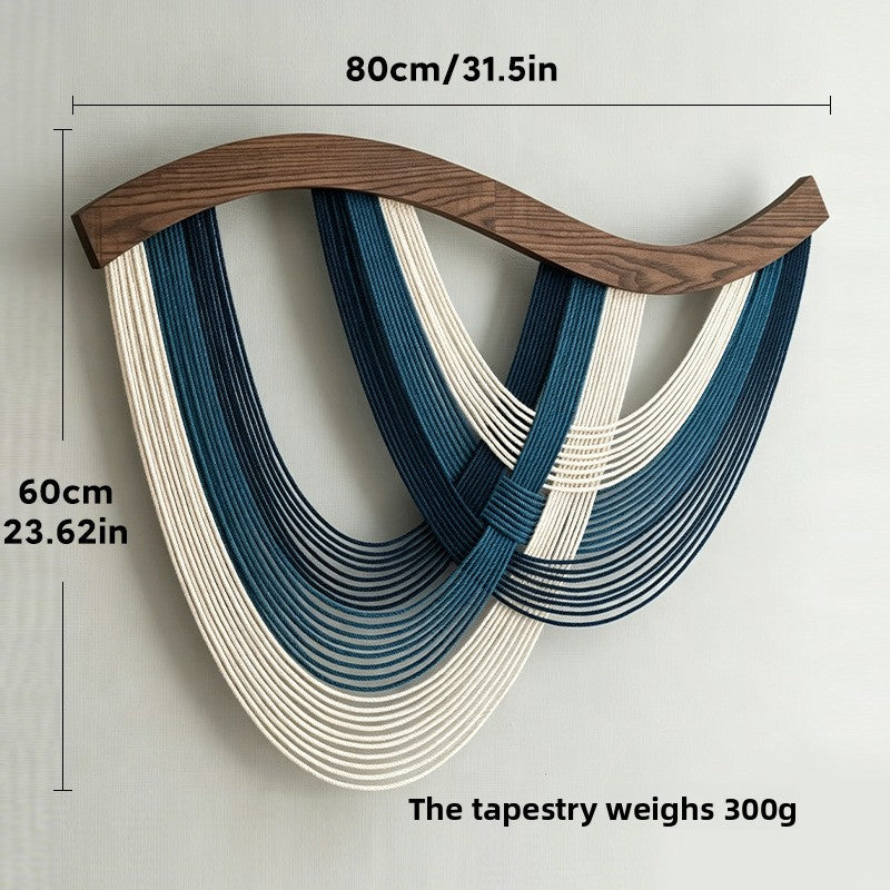 Handwoven Nordic Curved Wood Panel Wall Tapestry