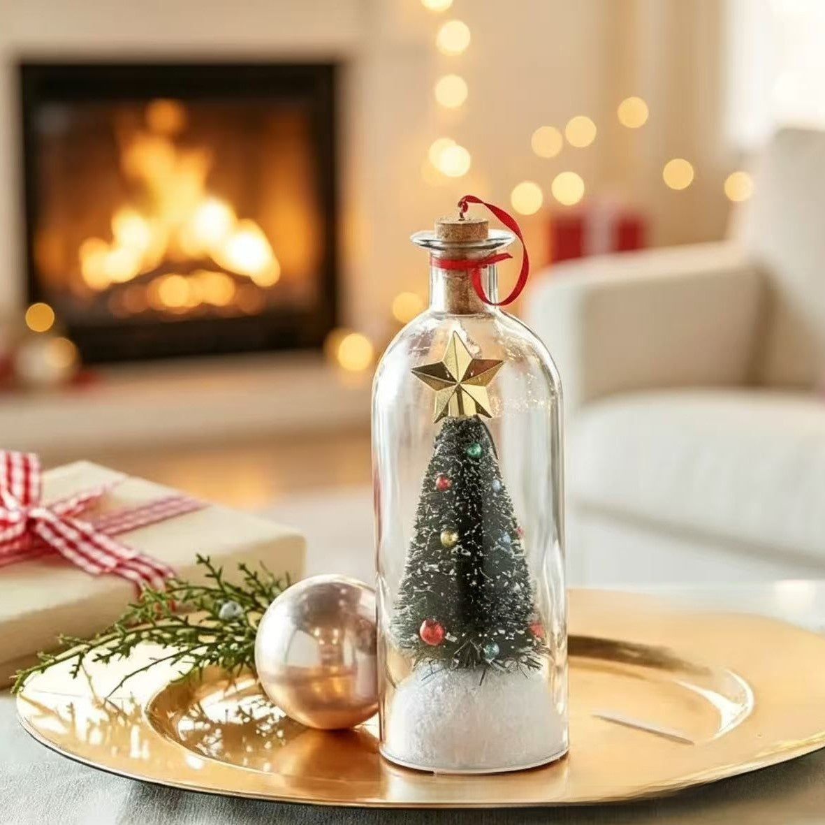 Christmas Tree Message in a Bottle Voice Recording Glass Gift Keepsake
