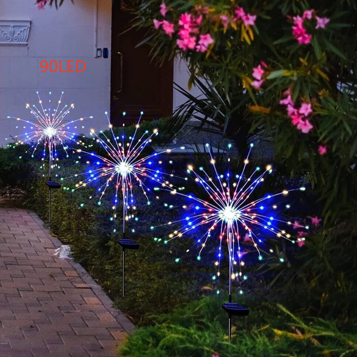 Solar Powered Firework LED String Light Outdoor Waterproof Garden Decoration