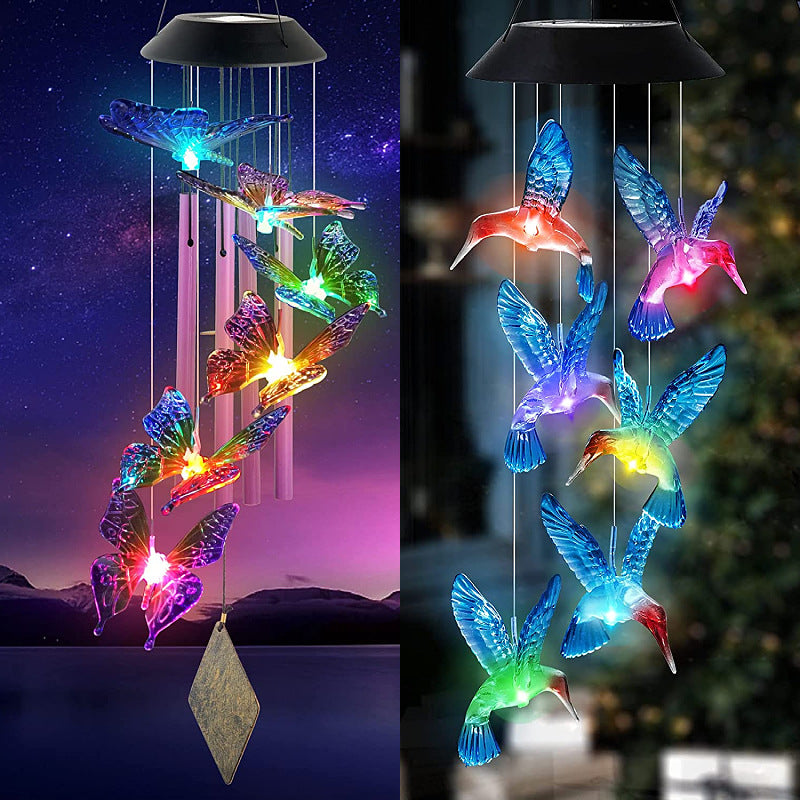 Solar butterfly wind chime lamp