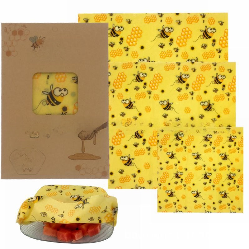 Three-piece pack of beeswax food wrap
