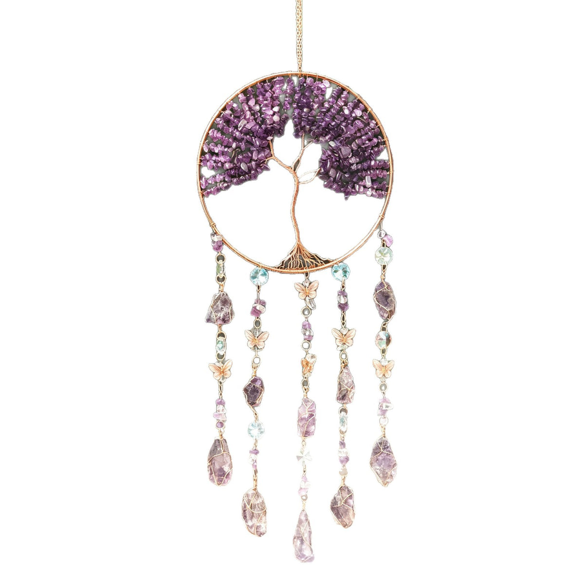 Natural agate crystal wind chime pendant