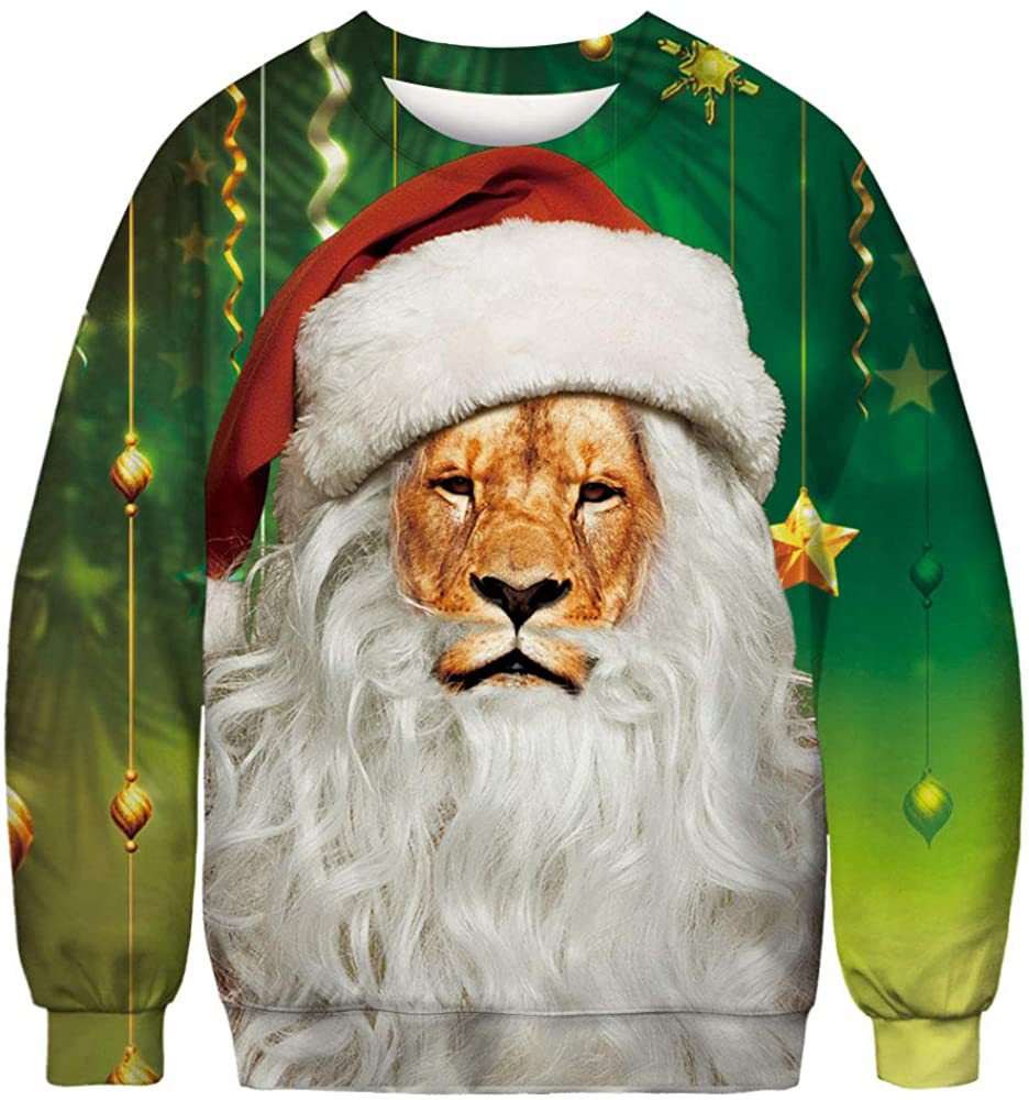3D Printed Funny Chest Hair Couple Sweatshirt Long Sleeve Pullover Christmas Top