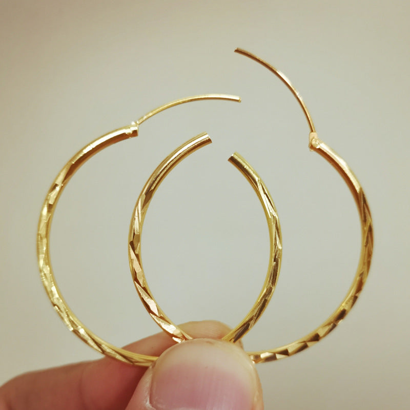 Gold-plated large round hoop earrings