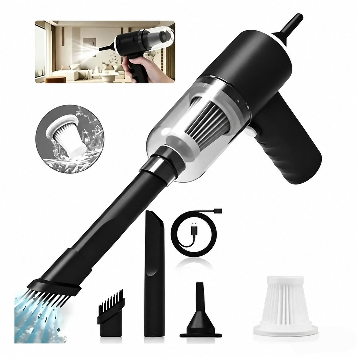Car vacuum cleaner blowing suction integrated wireless large suction