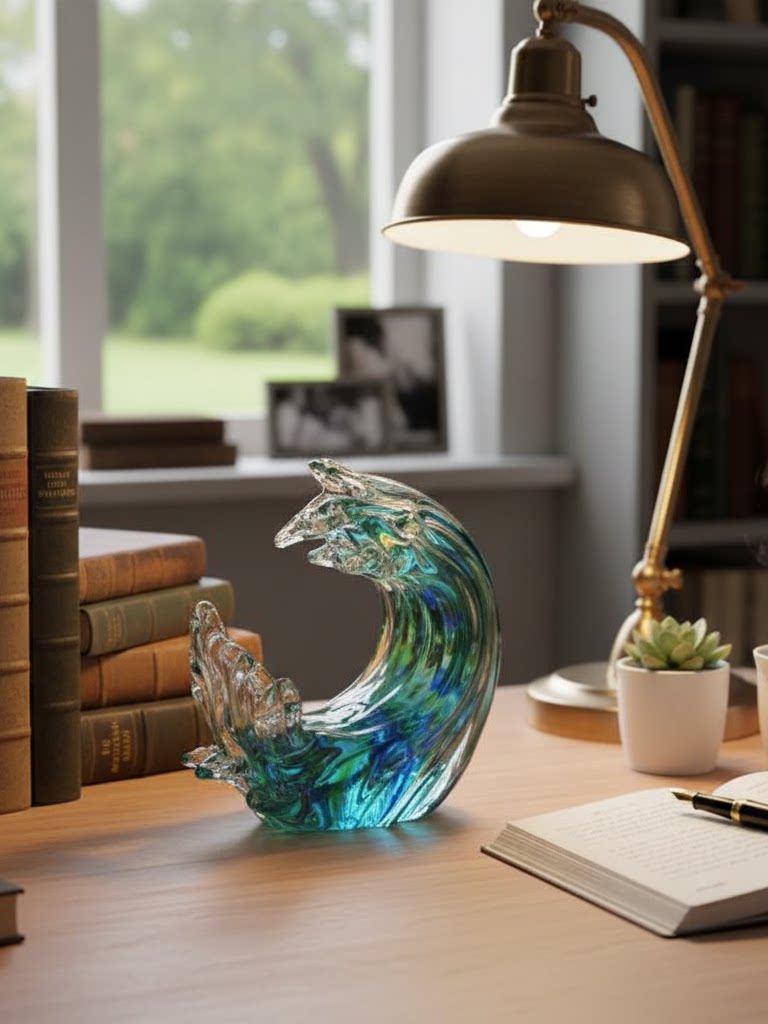 Transparent Glass Wave Ornament Abstract Decor
