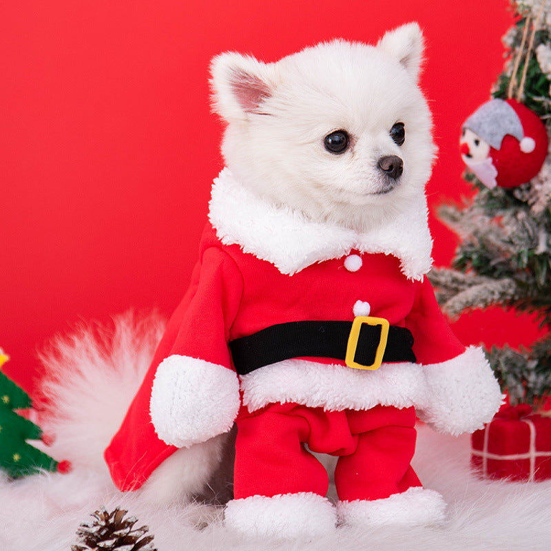 Dog Christmas Costume Upright Outfit with Hat