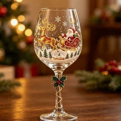 Christmas Themed Glass Art Goblets