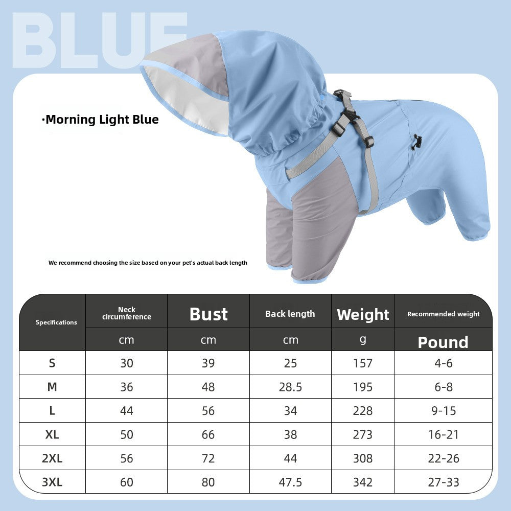 Waterproof Dog Raincoat Four-Legged Windproof Reflective Pet Clothes