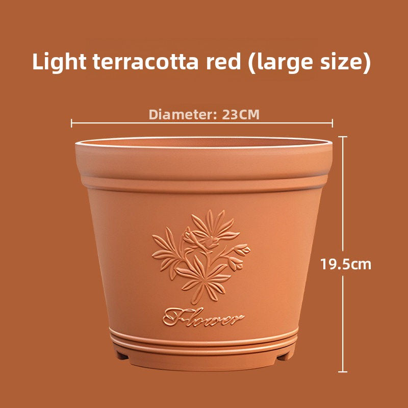 Embossed Imitation Ceramic Resin Flower Pot