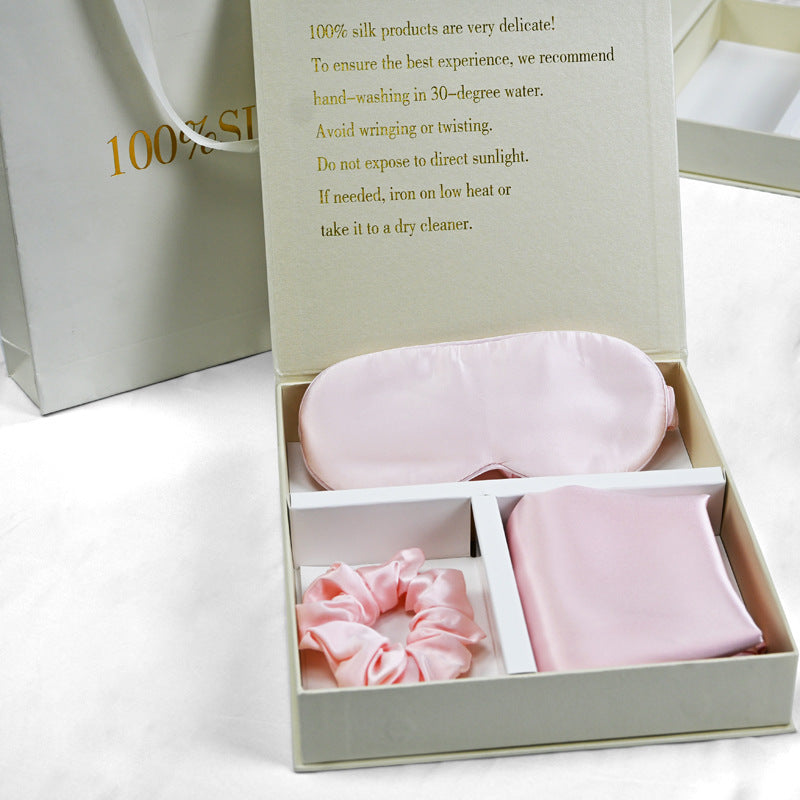 Silk pillowcase, eye mask, hair band