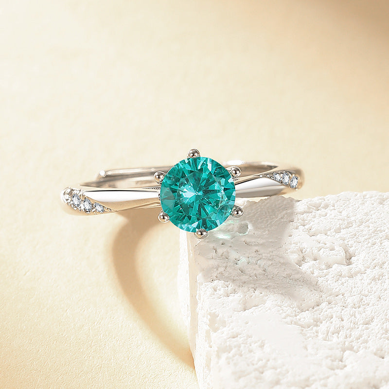 Six-Claw Simulated Diamond Ring