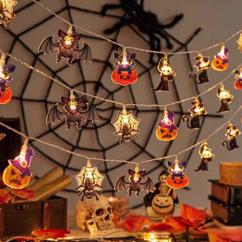 LED Halloween String Lights Pumpkin Ghost Spider Decorative Lighting