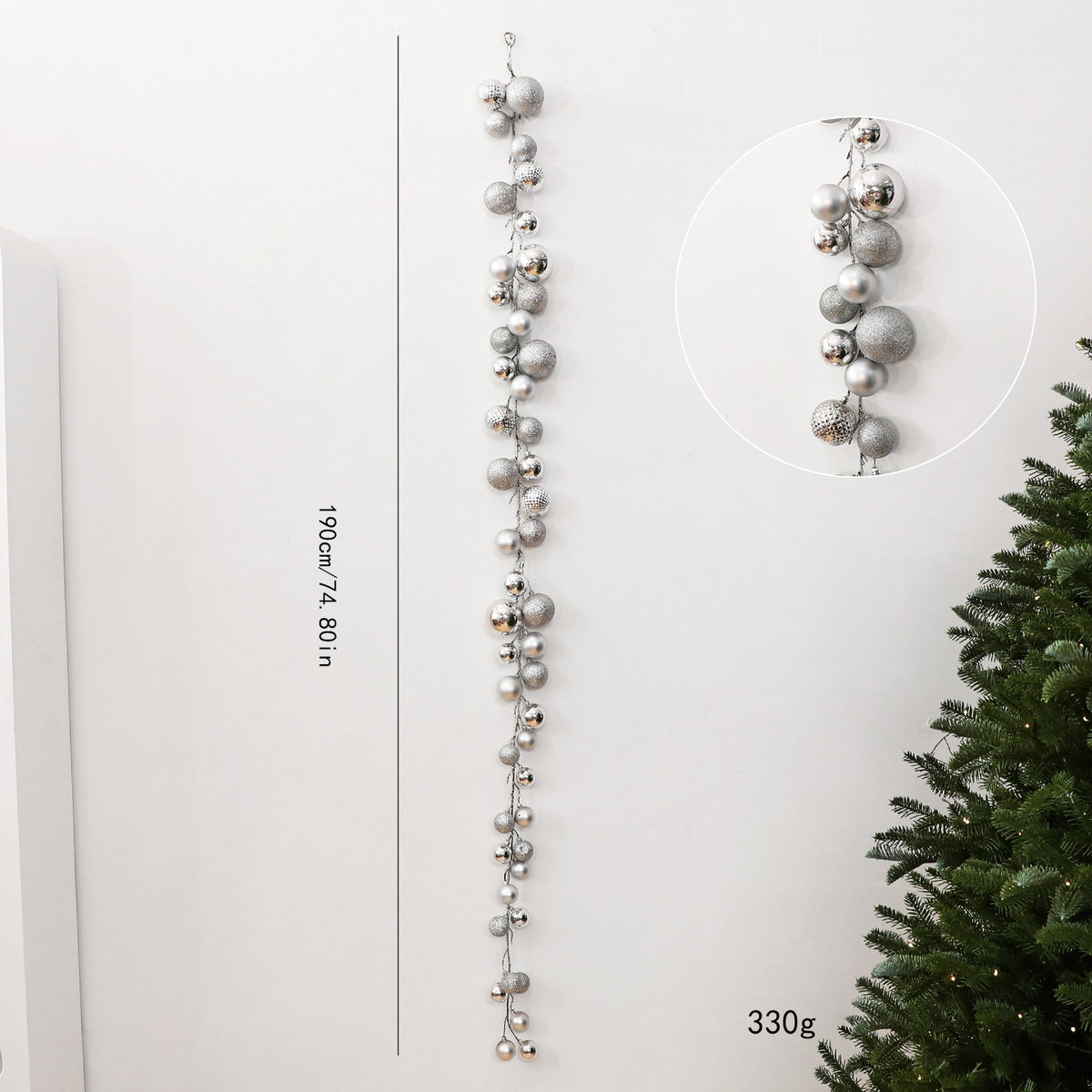 1.9M Electroplated Plastic Christmas Ball Garland DIY Holiday Decor
