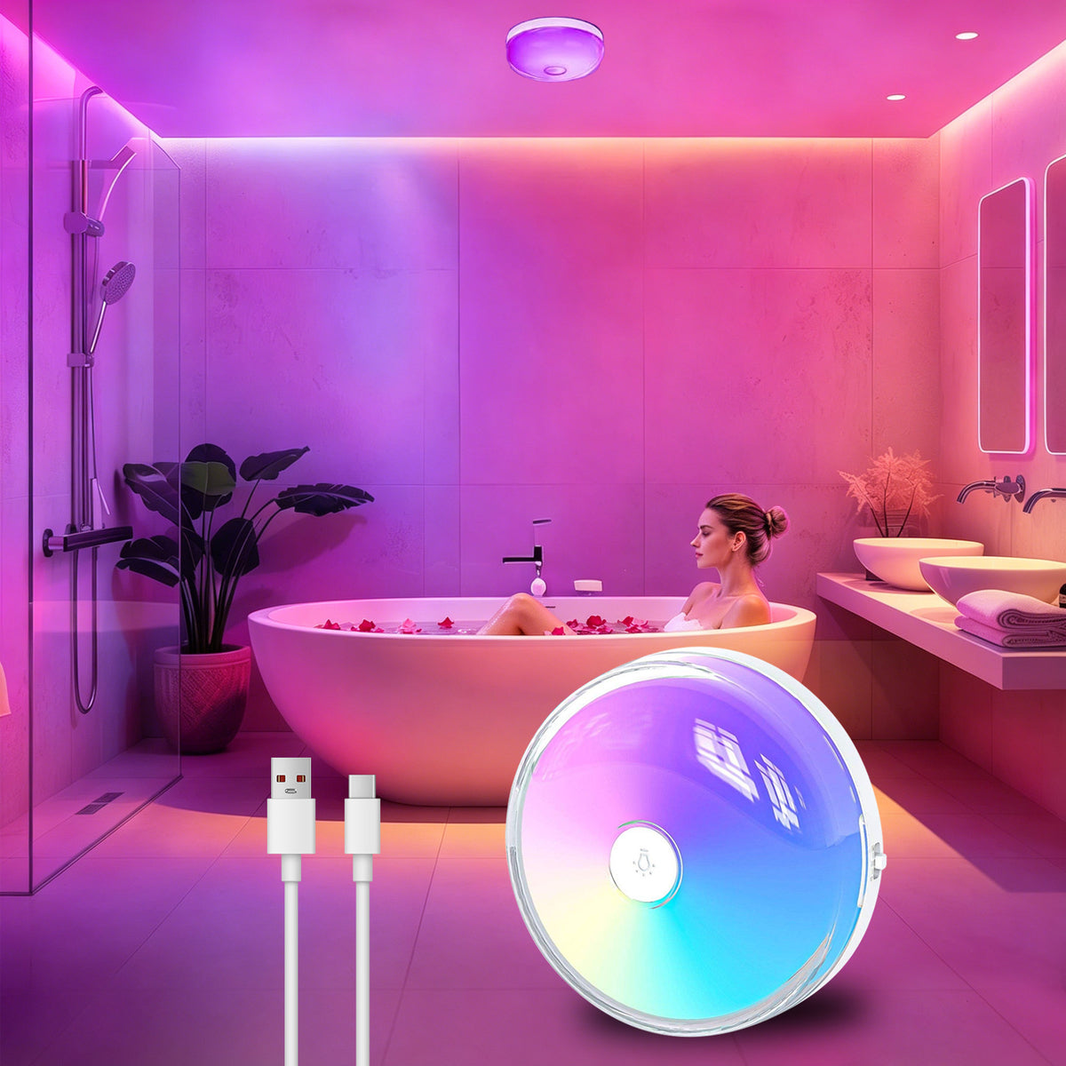 USB Rechargeable Magnetic RGB Bathroom Ambient Light