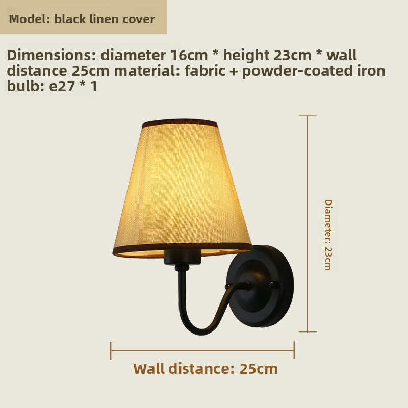 Fabric Shade Bedroom Wall Lamp with E27 Socket