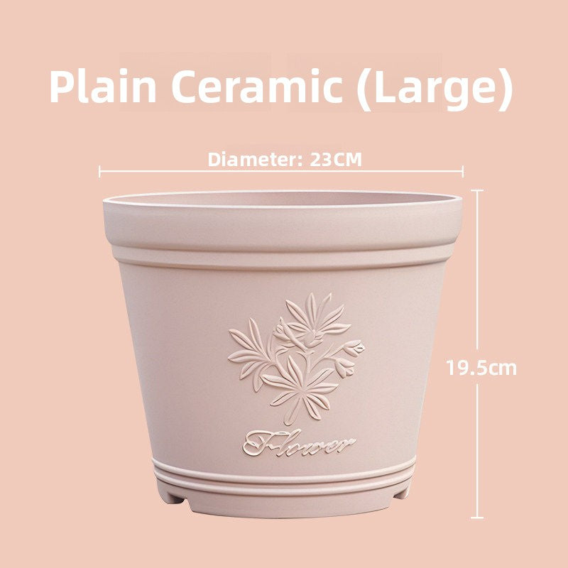 Embossed Imitation Ceramic Resin Flower Pot