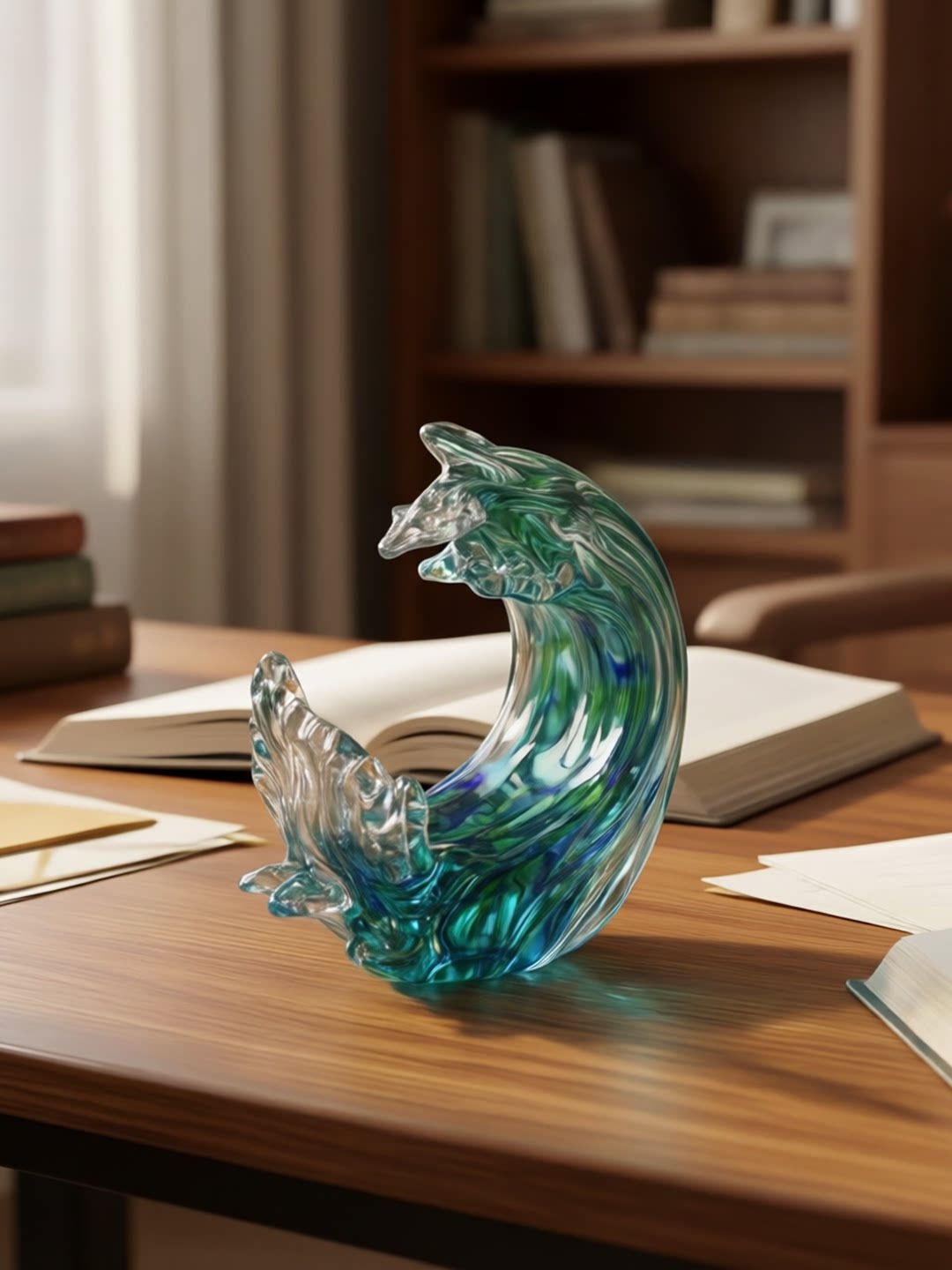 Transparent Glass Wave Ornament Abstract Decor