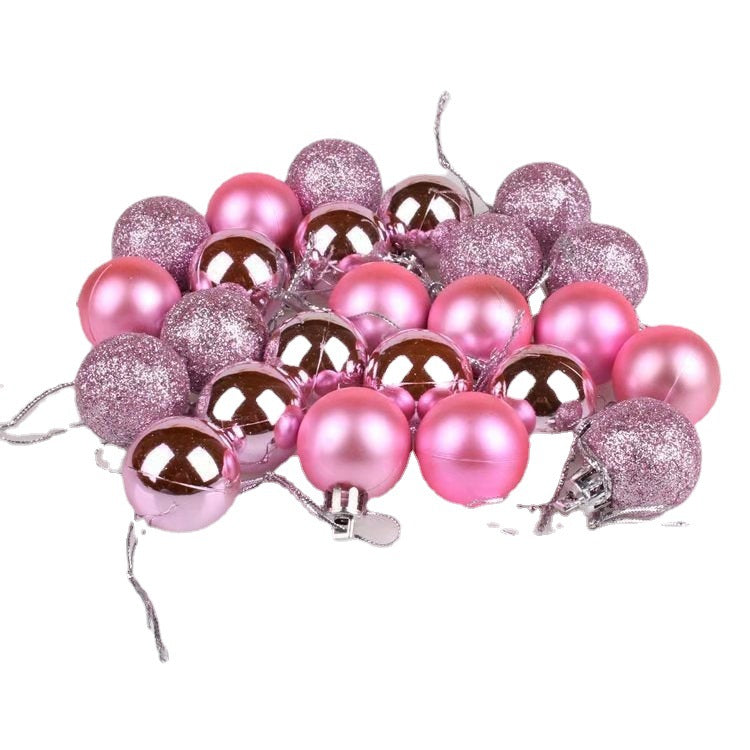 24 Pack 3cm Plastic Christmas Tree Hanging Decoration Balls Electroplated Matte Ornaments