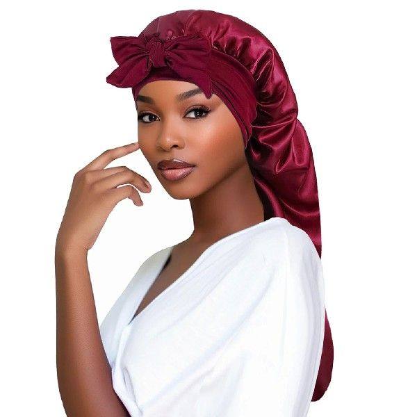 Women's Satin Bonnet Sleeping Cap with Long Tail