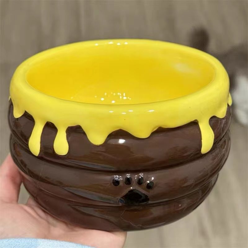 Cute Ceramic Anti-Spill Cat Dog Food Bowl