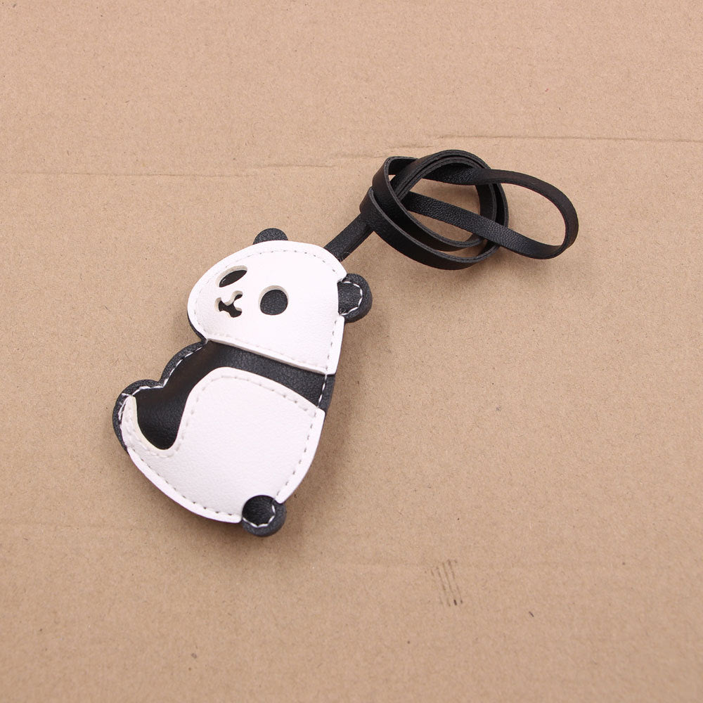 Cute Panda PU Leather Luggage Bag Pendant Charm Decoration Accessories