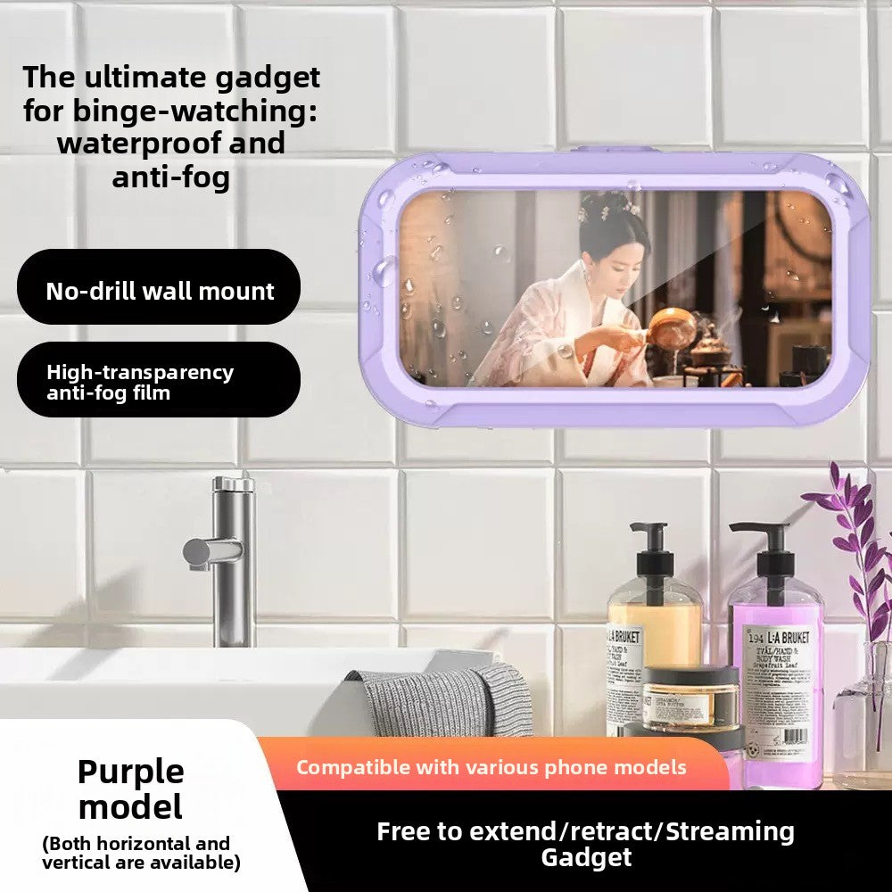 360° Rotatable Waterproof Wall-Mounted Phone Holder with Telescopic Stand