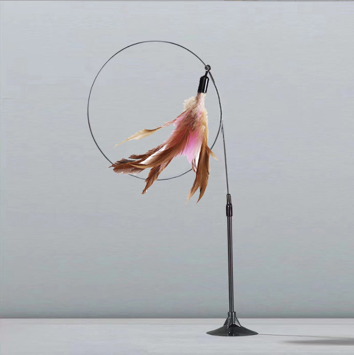 Interactive Cat Teaser Stick with Feather Head