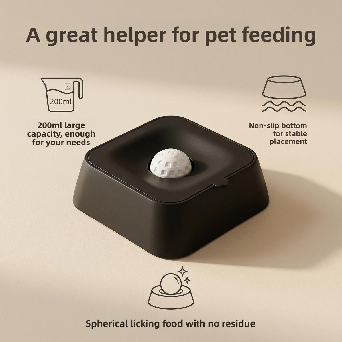 Slow Feeder Dog Bowl with Licking Ball