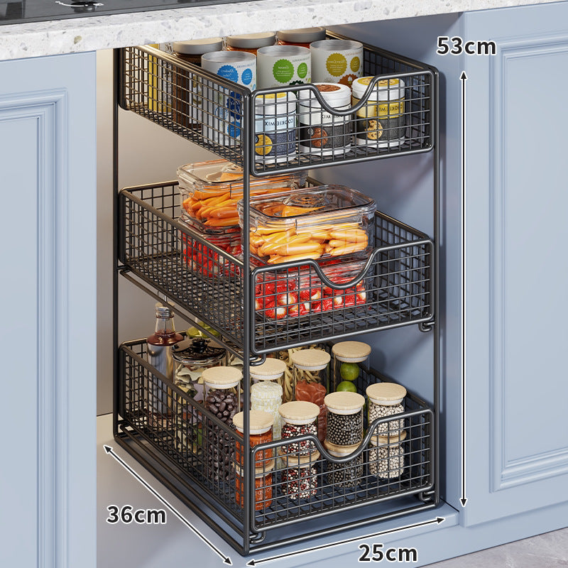 Pull-Out Under-Sink Cabinet Storage Organizer Multi-Layer Sliding Basket