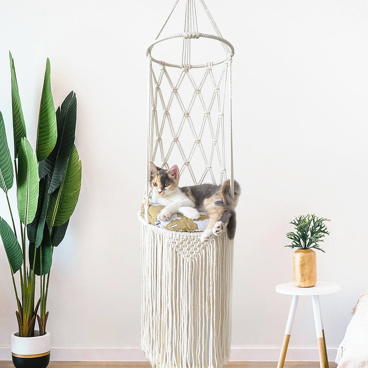 Bohemian Hand-Woven Cat Hammock Hanging Bed