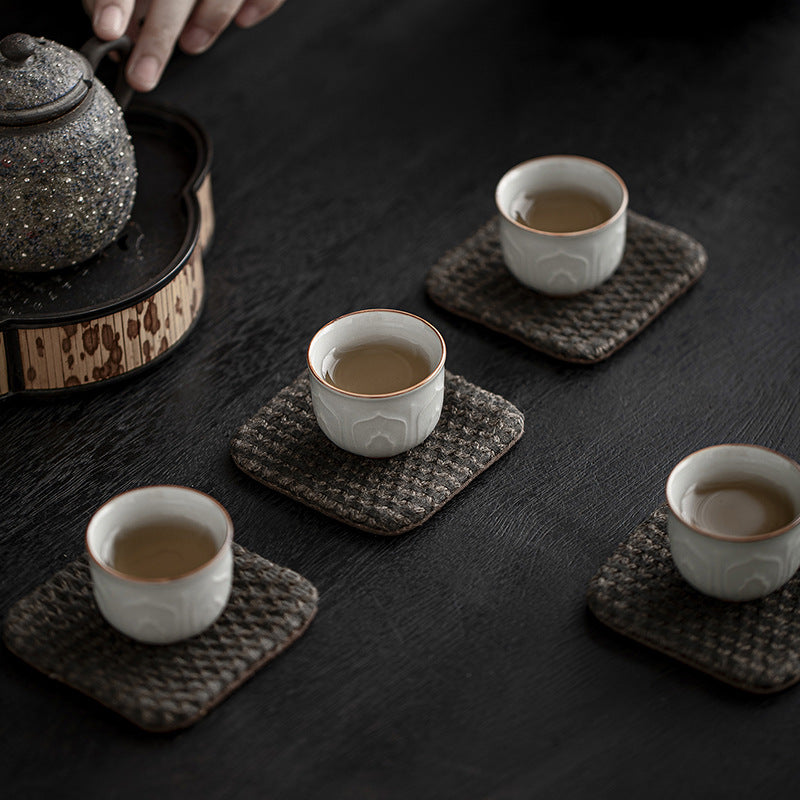 Handmade Plant-Dyed Reversible Linen Tea Coasters