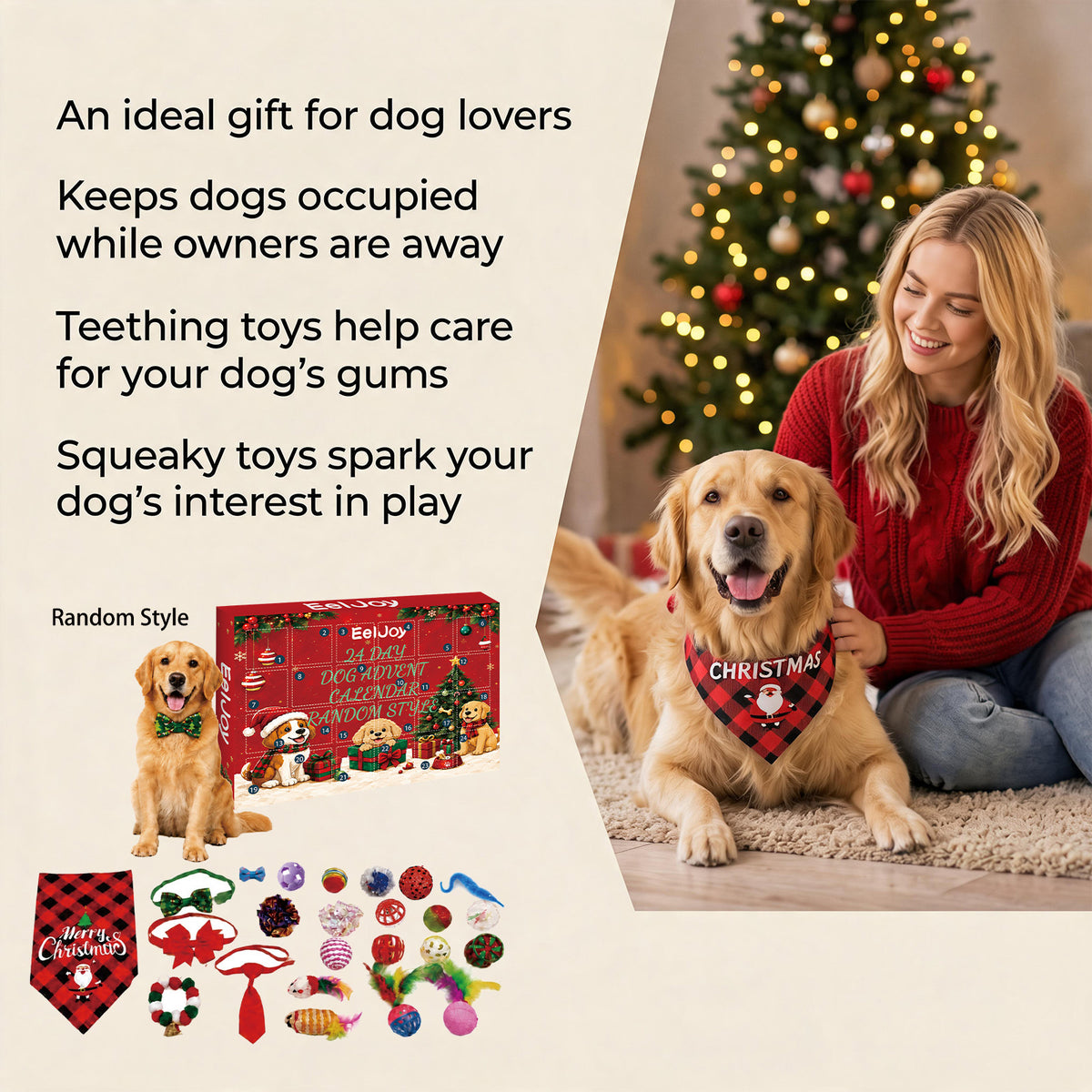 24-Day Dog Christmas Countdown Calendar with Surprise Toys