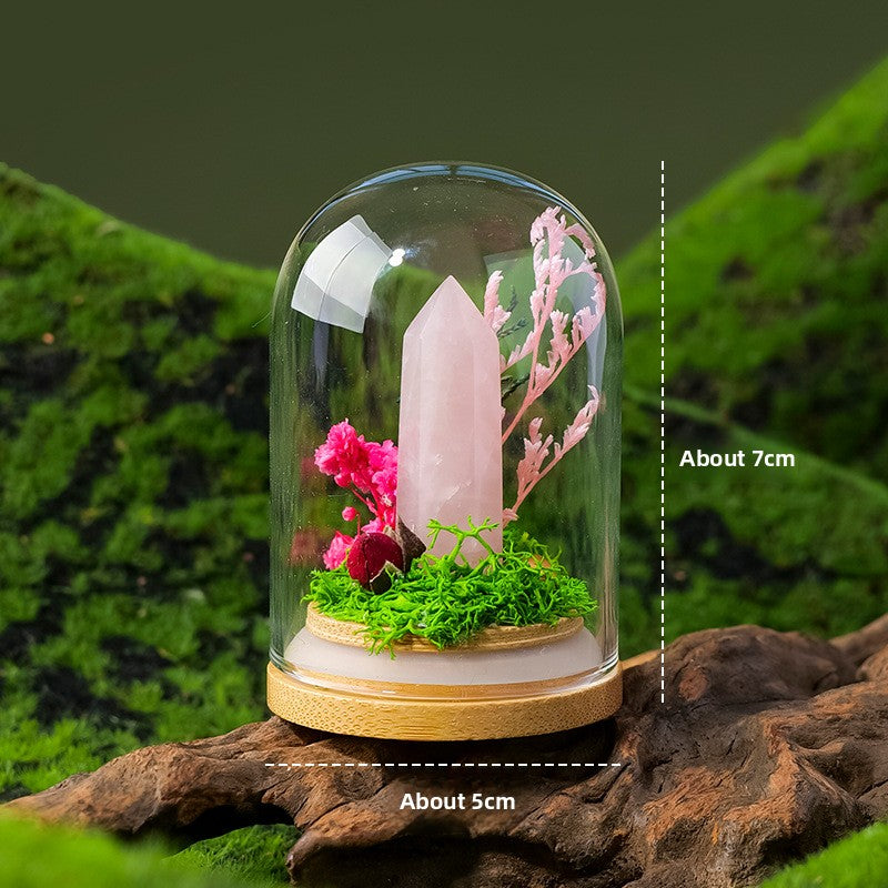 Handmade Crystal Bonsai with Glass Dome