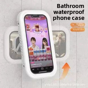360° Rotatable Waterproof Wall-Mounted Phone Holder with Telescopic Stand