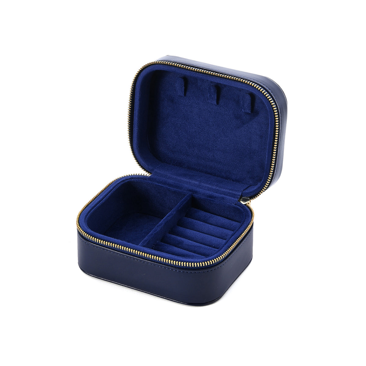 Portable PU Leather Zipper Jewelry Storage Box