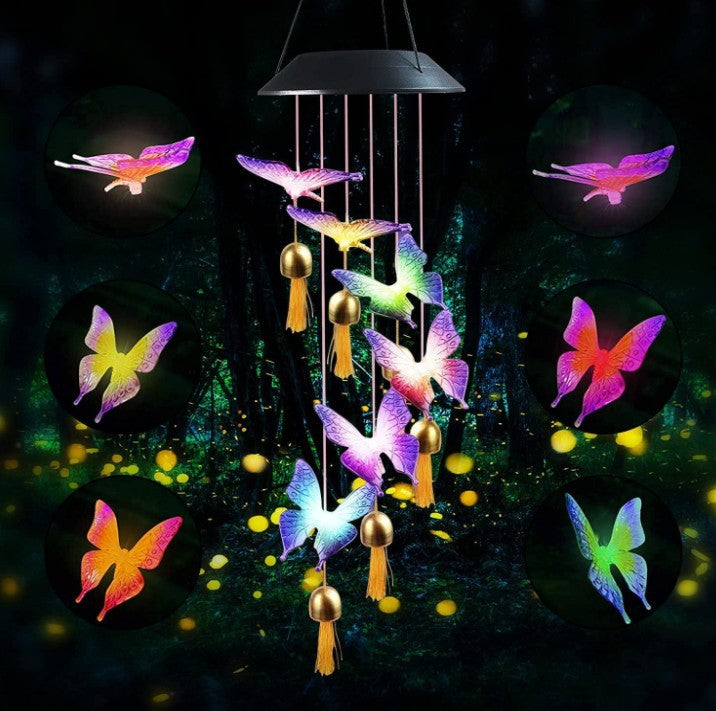 Solar butterfly wind chime lamp