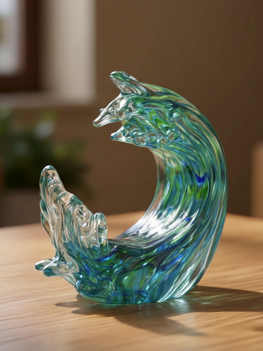 Transparent Glass Wave Ornament Abstract Decor