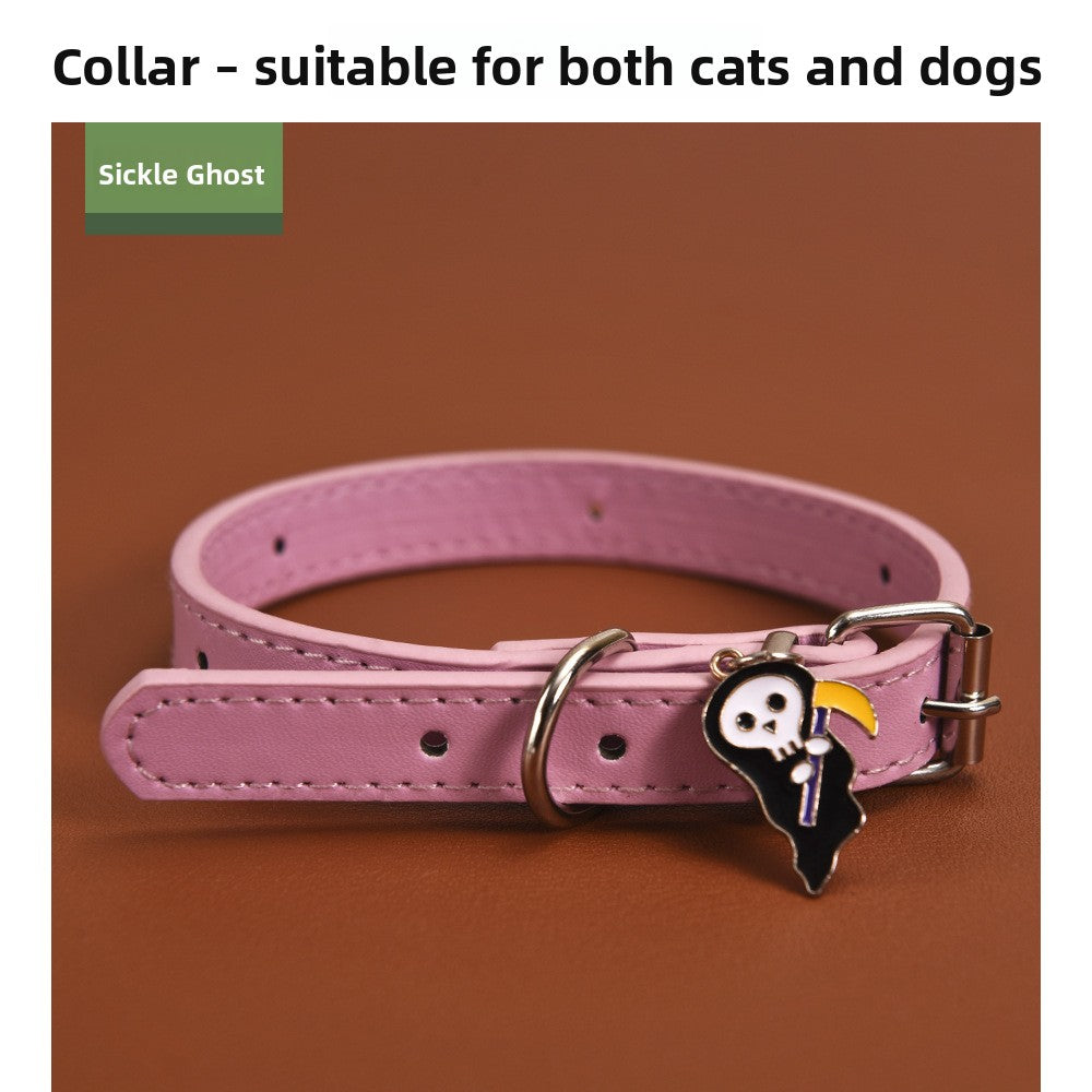 Halloween Pumpkin Lantern Pu Leather Dog Collar
