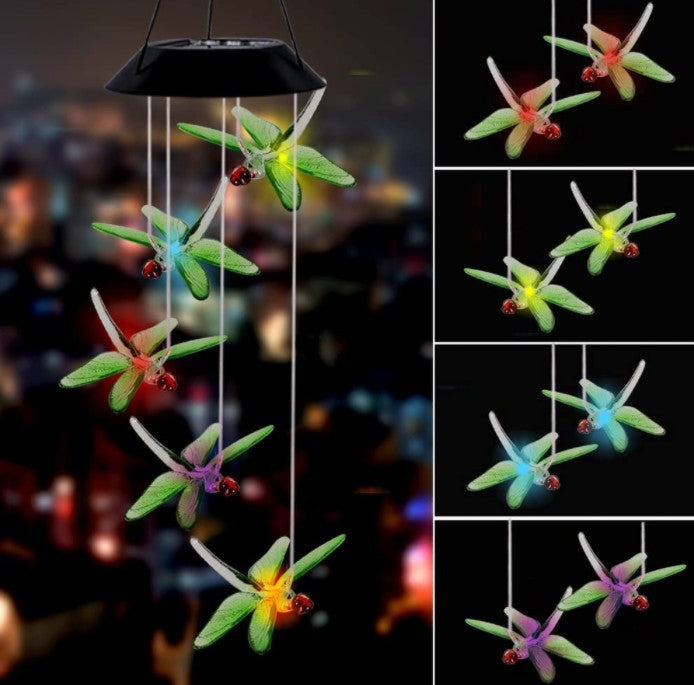 Solar butterfly wind chime lamp