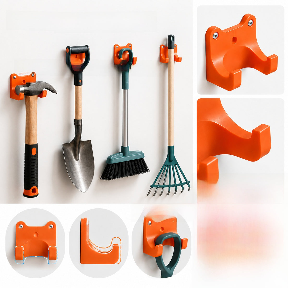 Gardening Tool Storage Rack Plastic Mop Hanger Garage Hook