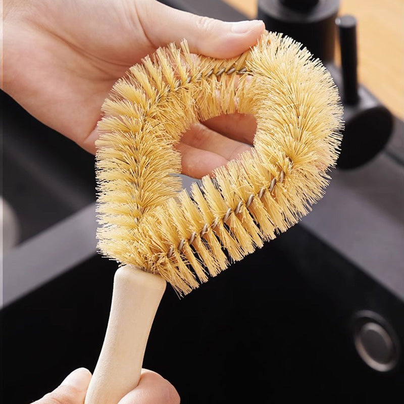 Wooden Handle Bristle Pot Brush for Kitchen Cleaning