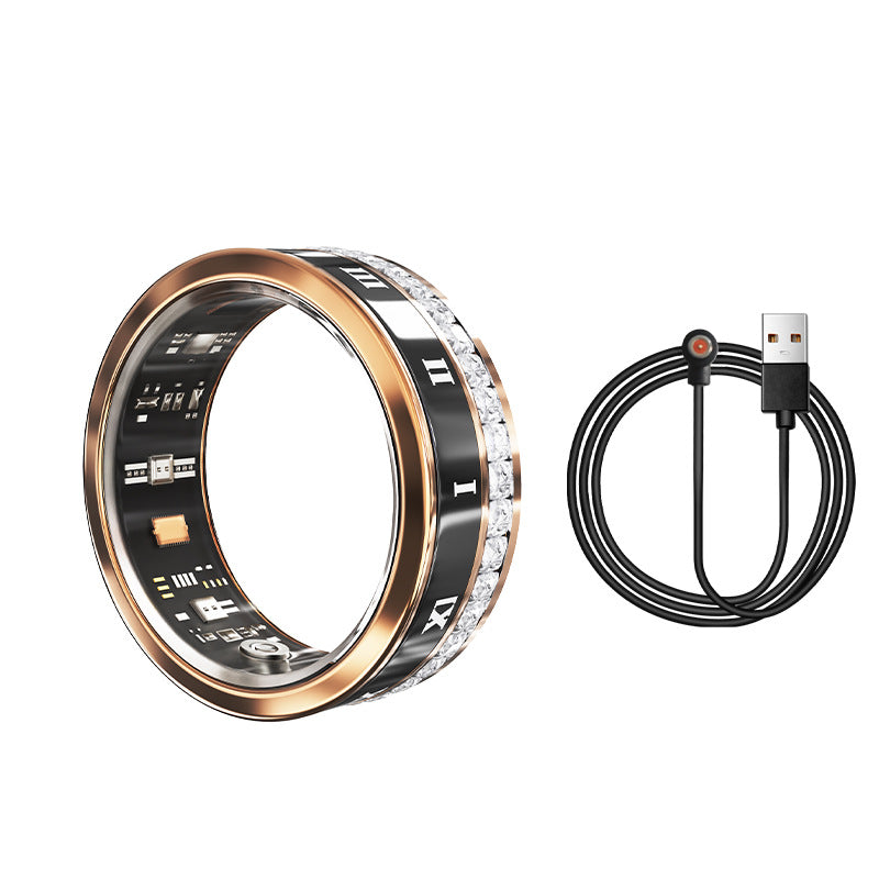 Rhinestone Smart Fitness Ring with Health Tracking