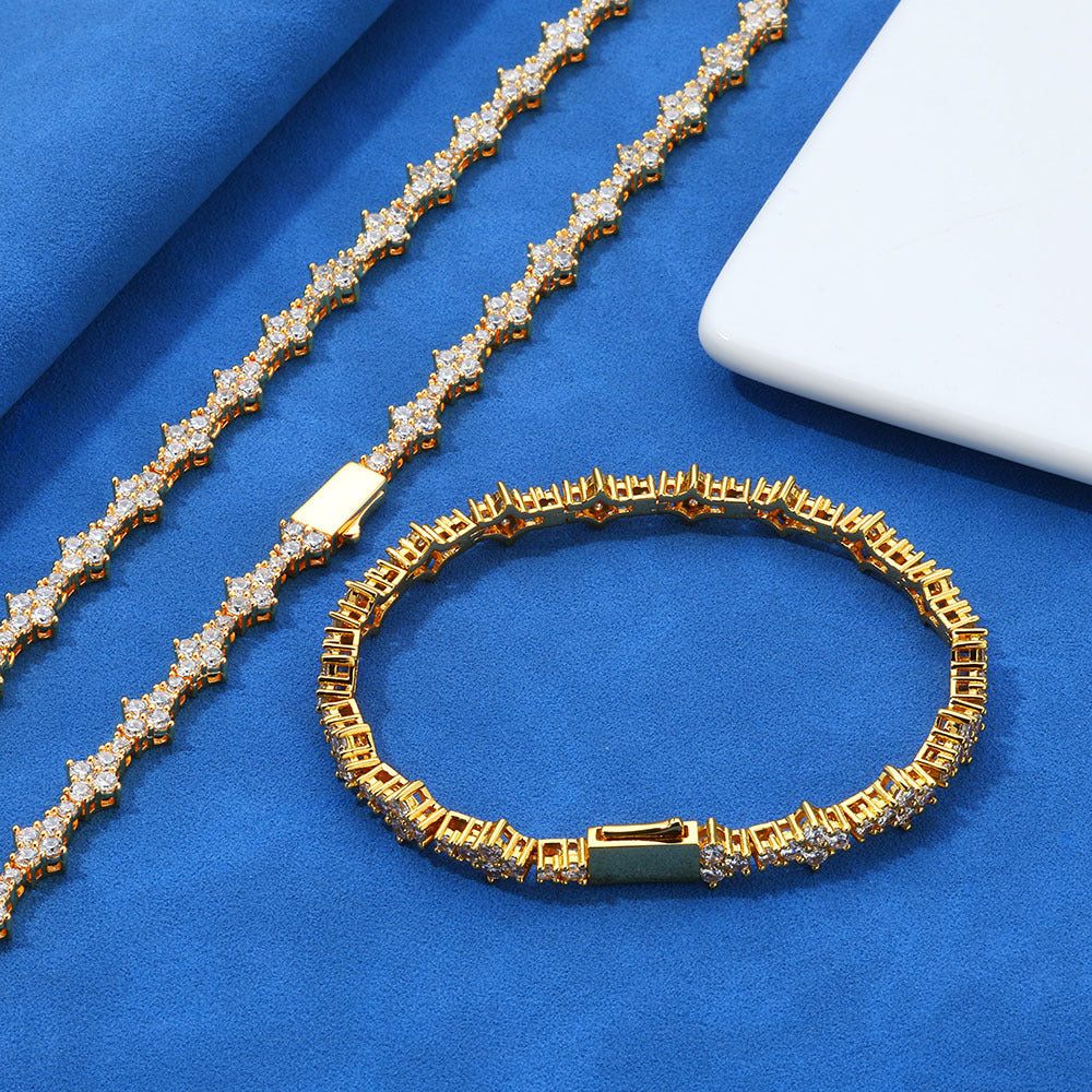 Zirconia Tennis Chain Necklace Bracelet Set