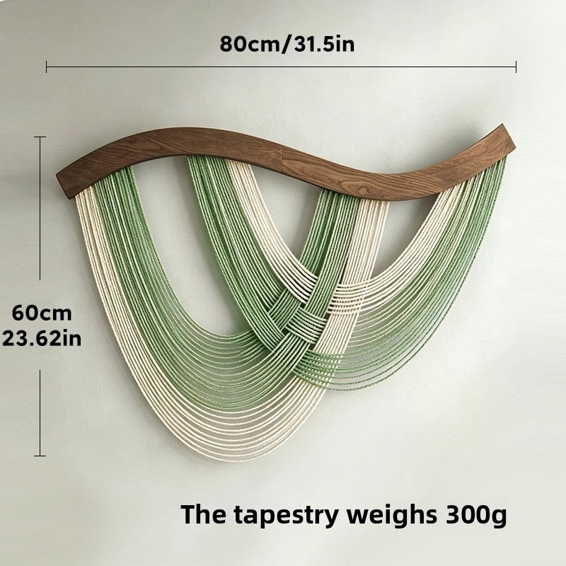 Handwoven Nordic Curved Wood Panel Wall Tapestry
