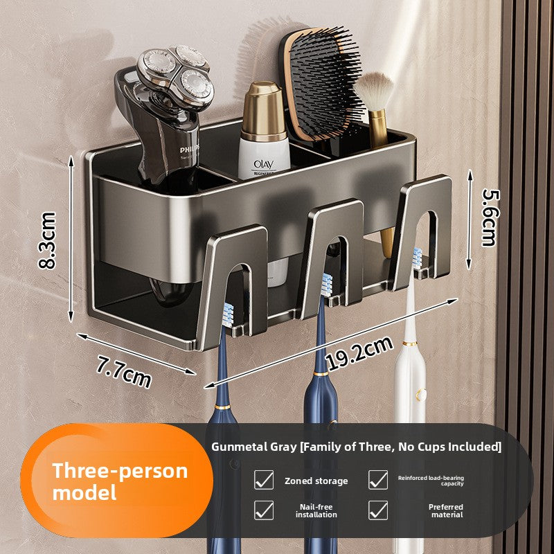 Toothbrush holder, wall-mounted without drilling holes