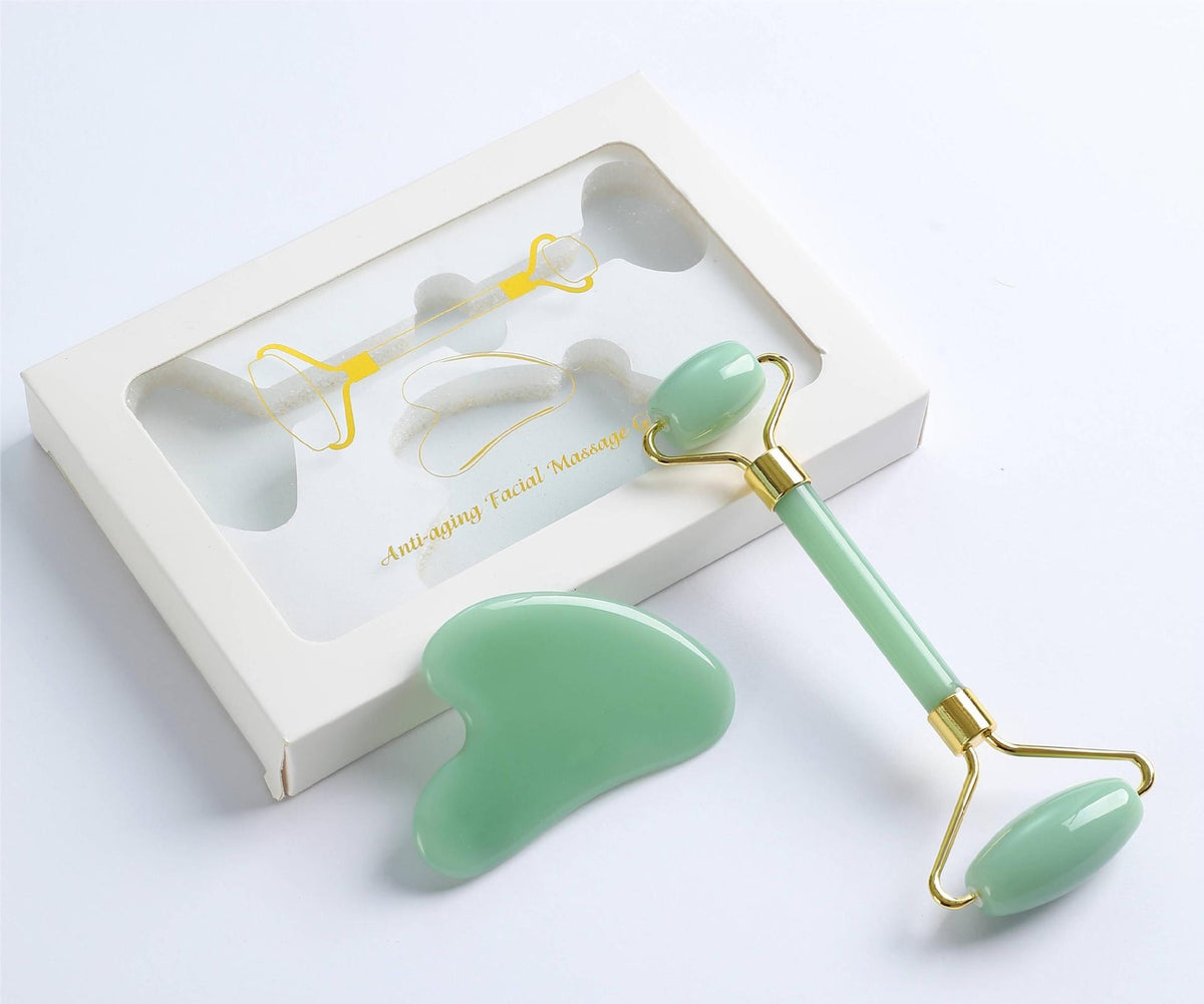 Natural Jade Facial Roller and Gua Sha Set